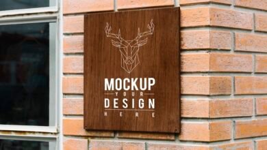 Hipster shop sign mockup with an elk motif