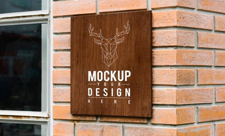 Hipster shop sign mockup with an elk motif